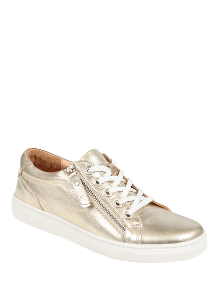 Jones Bootmaker Padova 2 Leather Lace-Up Trainers, Gold - view 2, Gold