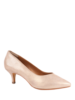 Jones Bootmaker Yulia Leather Stiletto Heel Court Shoes, Gold - view 2, Gold