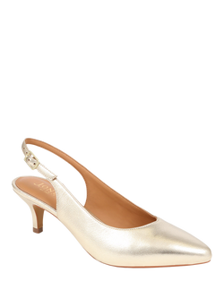 Jones Bootmaker Zaria Leather Kitten Heel Slingback Court Shoes, Gold - view 2, Gold