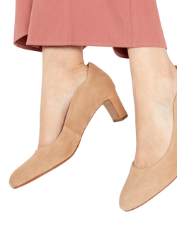 Jones Bootmaker Zoey Leather Scallop Heeled Courts, Beige - view 2, Beige