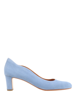 Jones Bootmaker Zoey Leather Scallop Heeled Courts, Powder Blue