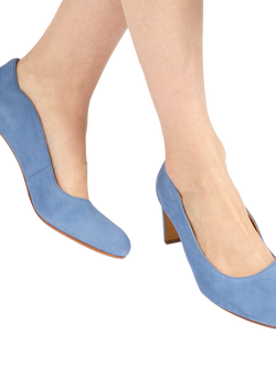 Jones Bootmaker Zoey Leather Scallop Heeled Courts - view 2, Powder Blue