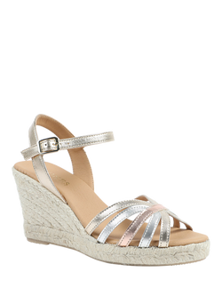 Jones Bootmaker Alivia2 Leather Wedge Heel Espadrille Sandals, Gold Multi - view 2, Gold Multi