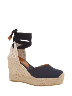 Jones Bootmaker Alyssa Wedge Espadrille Sandals, Navy - view 2, Navy