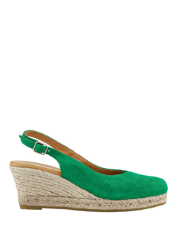 Jones Bootmaker Cedrica Suede Wedge Heel Slingback Sandals, Green