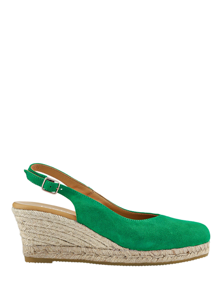 Jones Bootmaker Cedrica Suede Wedge Heel Slingback Sandals, Green