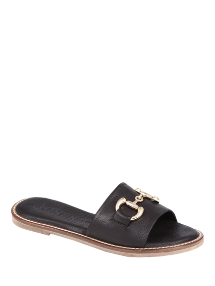 Jones Bootmaker Emillina Leather Buckle Mule Sandals - view 2, Black