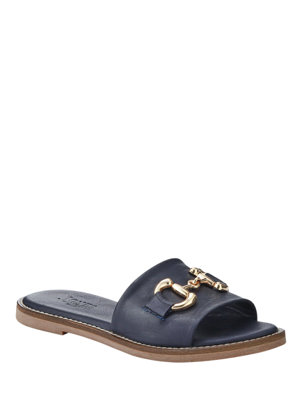 Jones Bootmaker Emillina Leather Buckle Mule Sandals - view 2, Navy