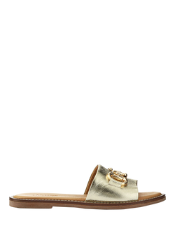 Jones Bootmaker Emillina Leather Buckle Mule Sandals, Gold, Gold