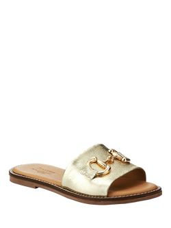 Jones Bootmaker Emillina Leather Buckle Mule Sandals, Gold - view 2, Gold