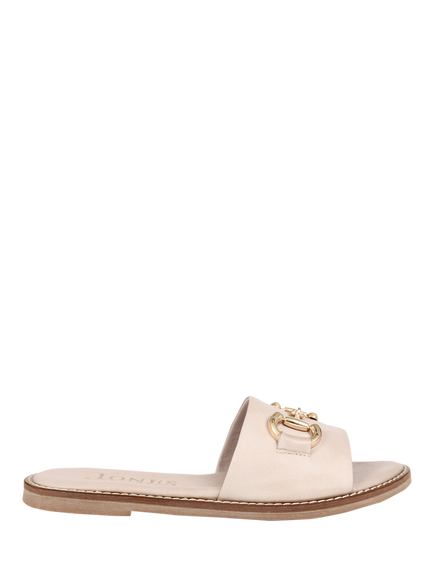 Jones Bootmaker Emillina Leather Buckle Mule Sandals, Taupe
