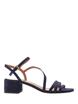 Jones Bootmaker Ginette 2 Suede Heeled Strappy Sandals, Navy