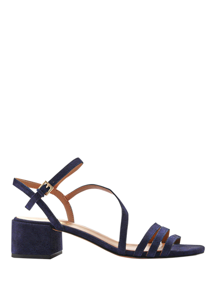 Jones Bootmaker Ginette 2 Suede Heeled Strappy Sandals, Navy