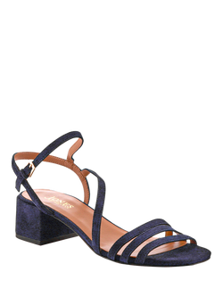 Jones Bootmaker Ginette 2 Suede Heeled Strappy Sandals - view 2, Navy