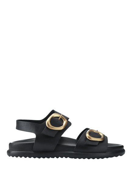 Jones Bootmaker Juneau Leather Buckled Sandals, Black