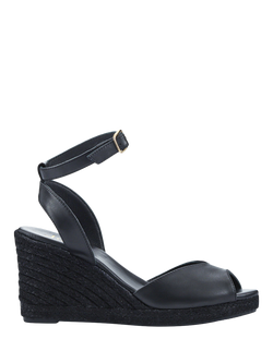 Jones Bootmaker Marchesa Leather Wedge Heel Sandals, Black