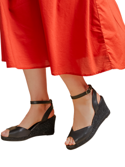 Jones Bootmaker Marchesa Leather Wedge Heel Sandals - view 2, Black