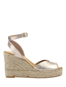 Jones Bootmaker Marchesa Leather Wedge Heel Sandals, Gold