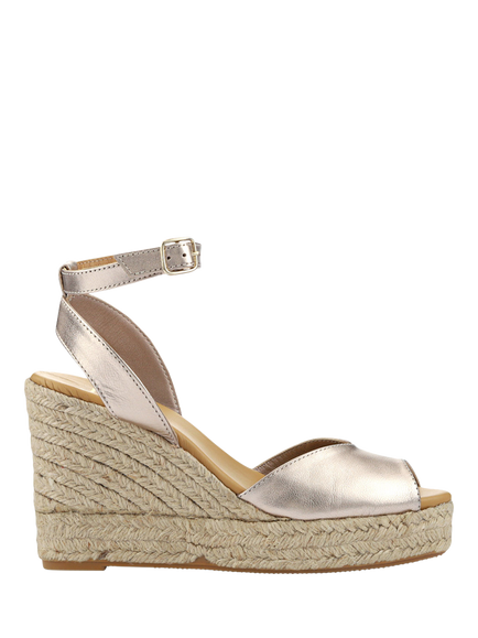 Jones Bootmaker Marchesa Leather Wedge Heel Sandals, Gold