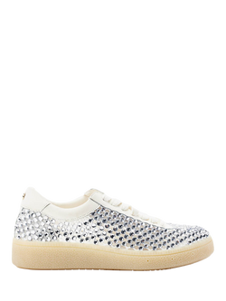 Moda in Pelle Alessio Embellished Lace Up Trainers, White, White