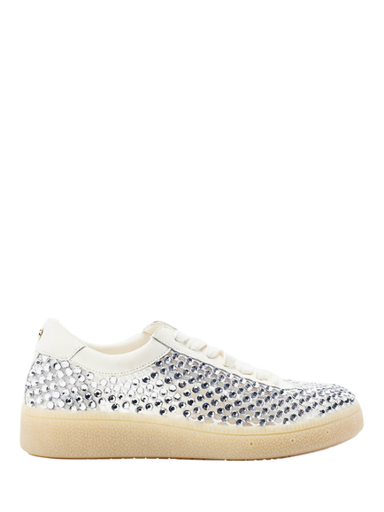 Moda in Pelle Alessio Embellished Lace Up Trainers, White, White