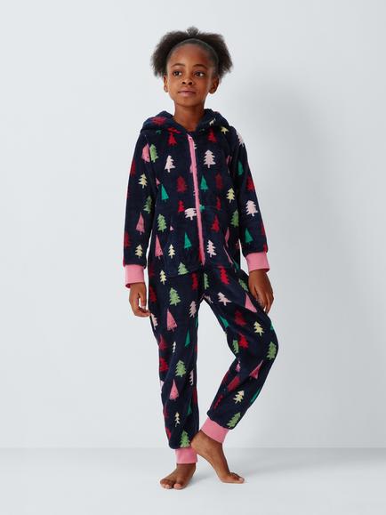 John Lewis Kids' Christmas Tree Onesie, Blue, Blue