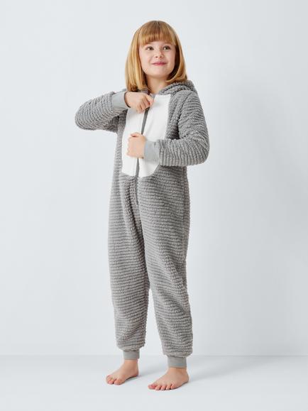 John Lewis Kids' Penguin Onesie, Grey - view 2, Grey