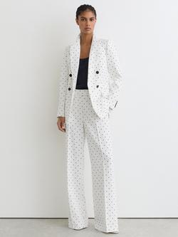 Reiss Petite Beatrix Double Breasted Blazer, White/Navy, White/Navy