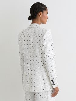 Reiss Petite Beatrix Double Breasted Blazer, White/Navy - view 2, White/Navy