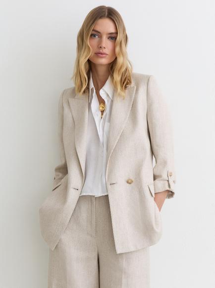 Reiss Petite Nolah Linen Rich Blazer, Neutral