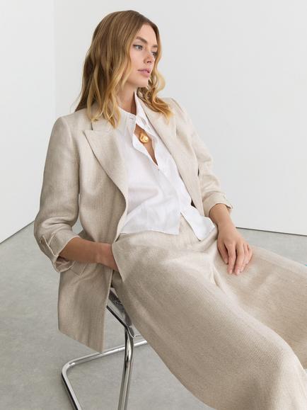 Reiss Petite Nolah Linen Rich Blazer - view 2, Neutral