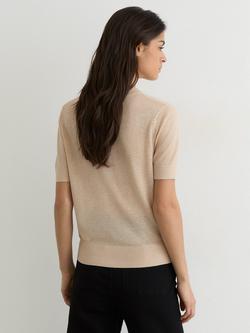 Reiss Seren Short Sleeve Cardigan, Neutral - view 2, Neutral