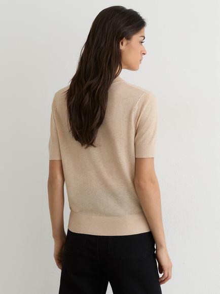 Reiss Seren Short Sleeve Cardigan, Neutral - view 2, Neutral