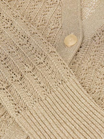 Reiss Suzanne Long Sleeve Textured Cardigan, Gold - view 2, Gold