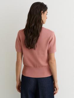 Reiss Valerie Fine Wool Blend Short Sleeve Jumper, Pink - view 2, Pink