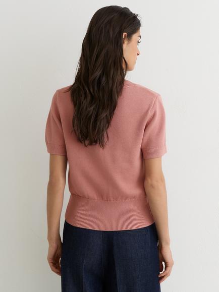 Reiss Valerie Fine Wool Blend Short Sleeve Jumper, Pink - view 2, Pink