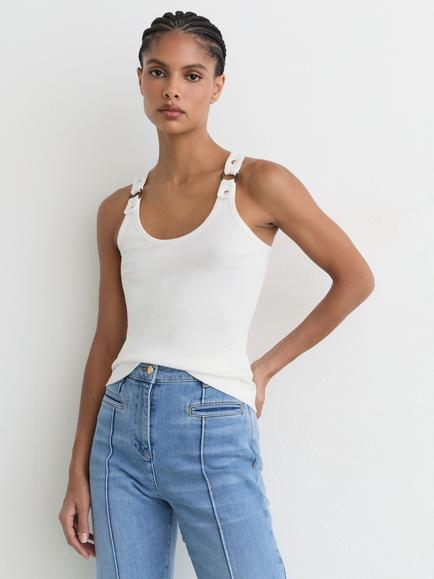 Reiss Bella Hardware Detail Vest Top, White