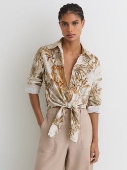 Reiss Cece Printed Shirt, Neutral, Neutral