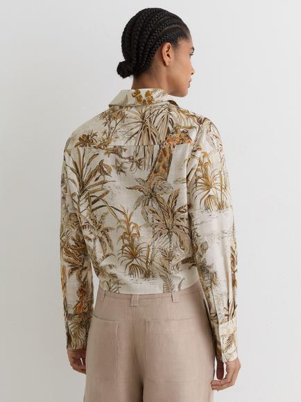 Reiss Cece Printed Shirt, Neutral - view 2, Neutral