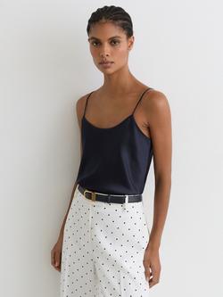 Reiss Corey Silk Camisole Top, Navy - view 2, Navy