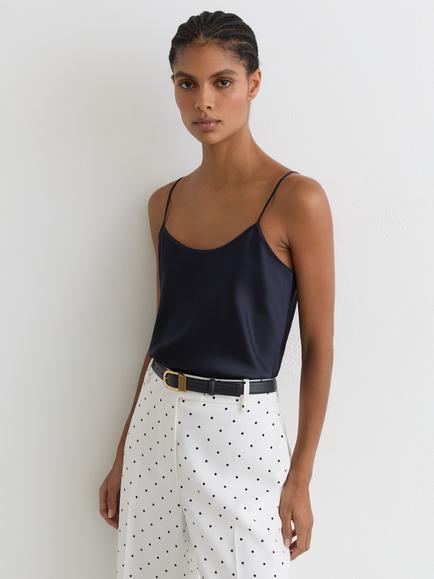 Reiss Corey Silk Camisole Top, Navy - view 2, Navy