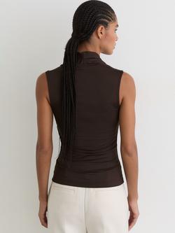 Reiss Harri Square Neck Top, Chocolate Brown - view 2, Chocolate Brown