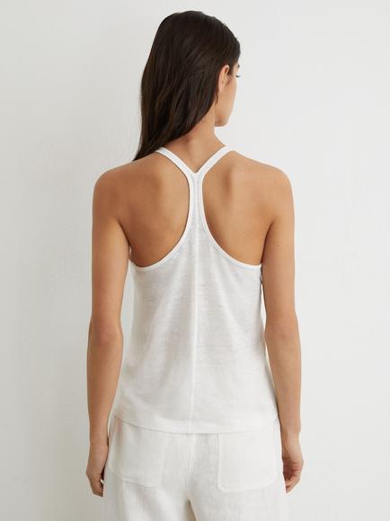 Reiss Lidie Linen Racer Back Vest, White - view 2, White