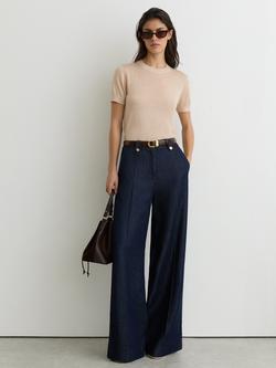 Reiss Livy Short Sleeve Top, Neutral, Neutral