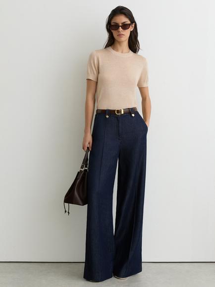 Reiss Livy Short Sleeve Top, Neutral, Neutral