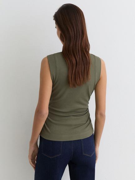 Reiss Simone Sleeveless High Neck Tank Top, Khaki Green - view 2, Khaki Green