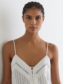 Reiss Tamsin Lace-Up Semi Sheer Cami Top, Ivory - view 2, Ivory