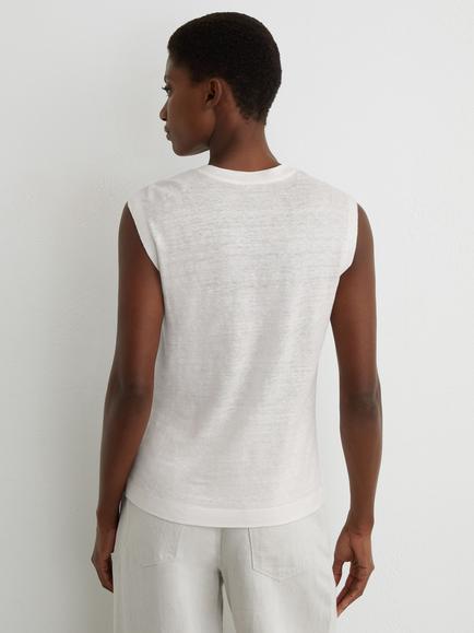 Reiss Linen Twist Detail T-Shirt, White - view 2, White