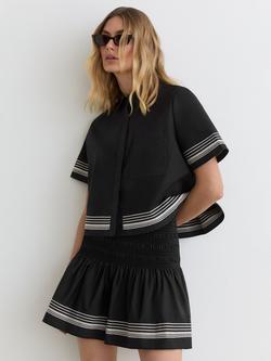 Reiss Cat A-Line Mini Skirt, Black/Ivory, Black/Ivory