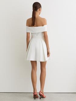 Reiss Arwen Bardot Neck Mini Dress, Ivory - view 2, Ivory